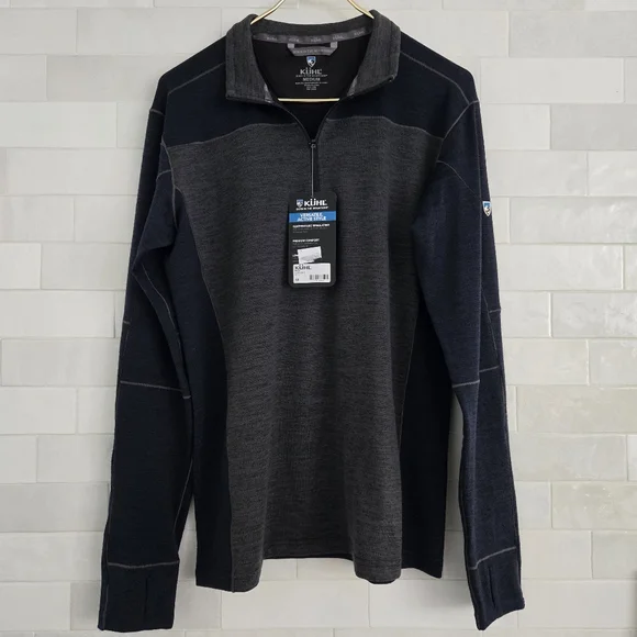 NWT Kuhl Ryzer 1/4 Zip Men's Pullover Size Medium Midnight Blue Navy Gray NEW - Picture 2 of 11